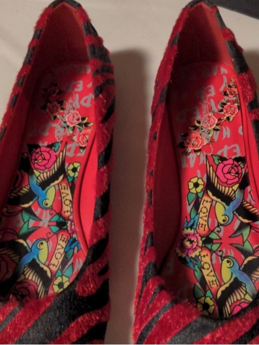 Ed Hardy Pony Hair Zebra Print Ballet Flats - Picture 3 of 3